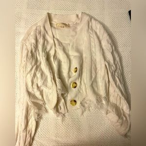 White distressed sweater